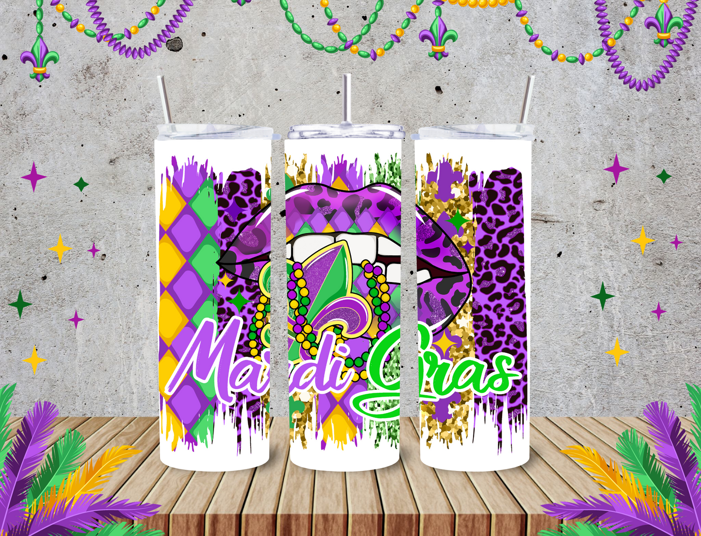 Mardi Gras 20z Tumblers