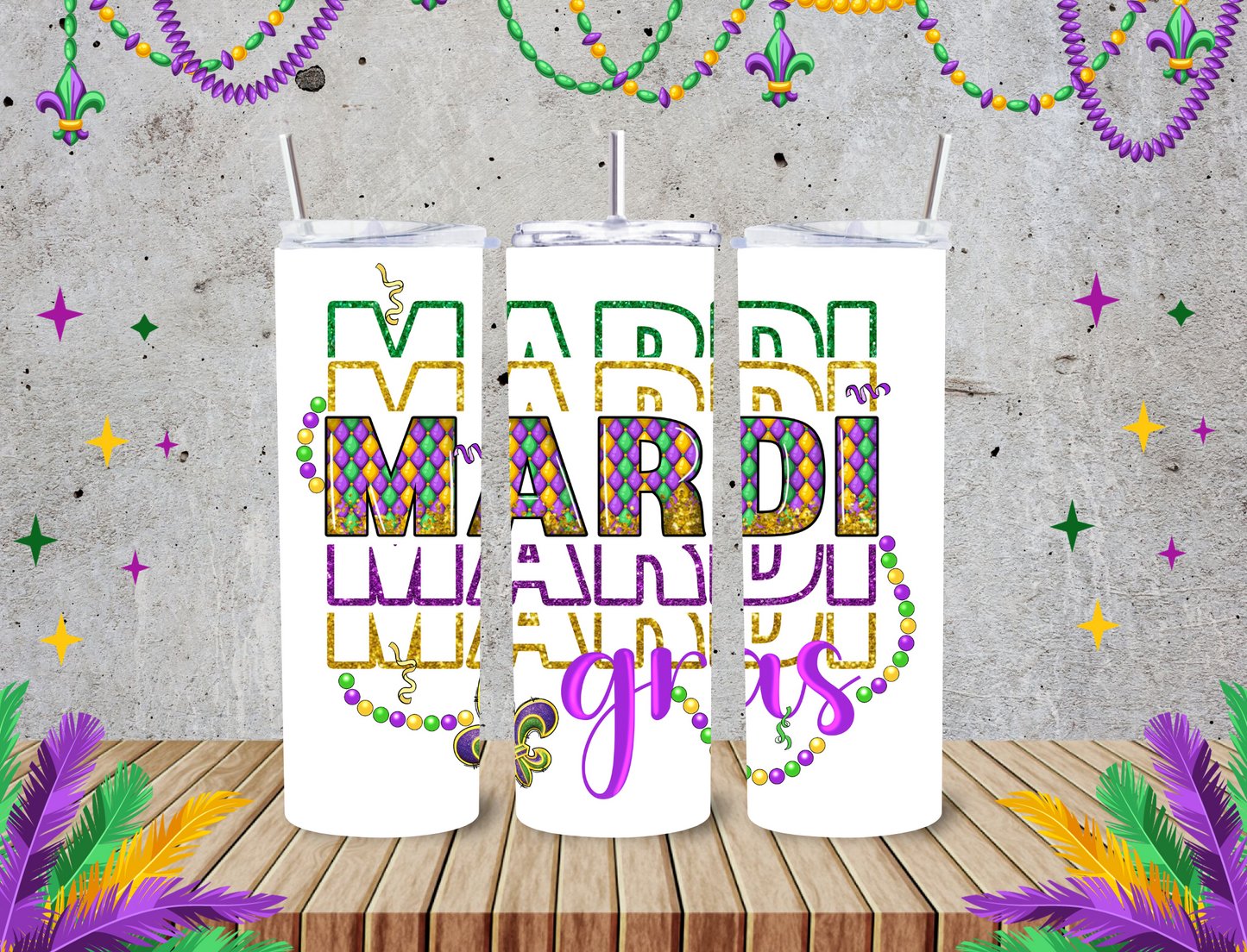 Mardi Gras 20z Tumblers