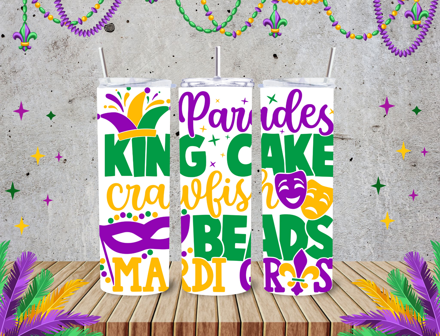 Mardi Gras 20z Tumblers