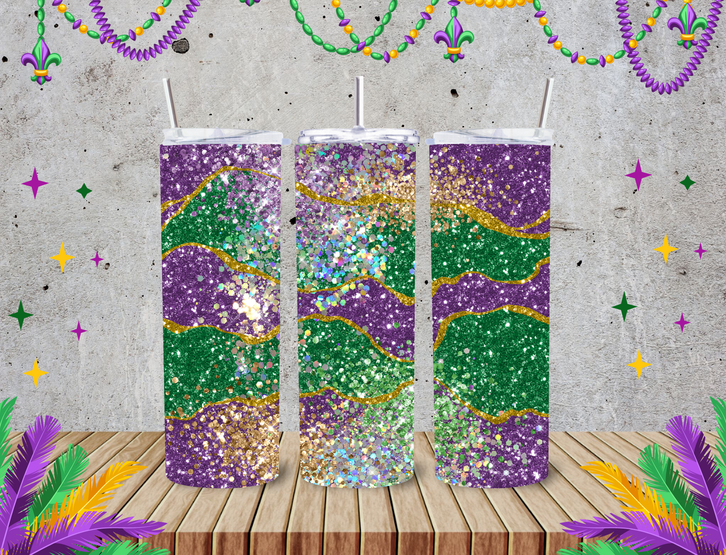 Mardi Gras 20z Tumblers