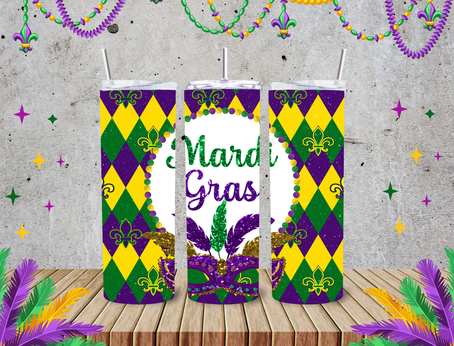 Mardi Gras 20z Tumblers