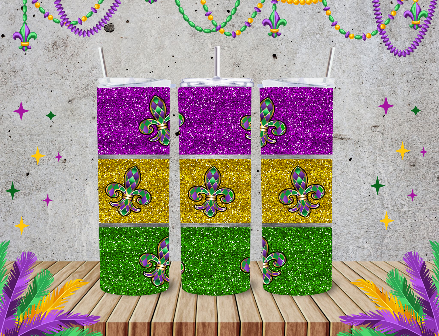 Mardi Gras 20z Tumblers