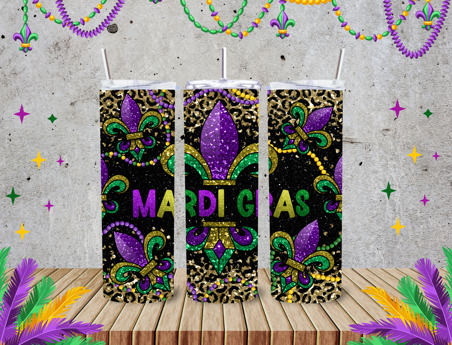 Mardi Gras 20z Tumblers