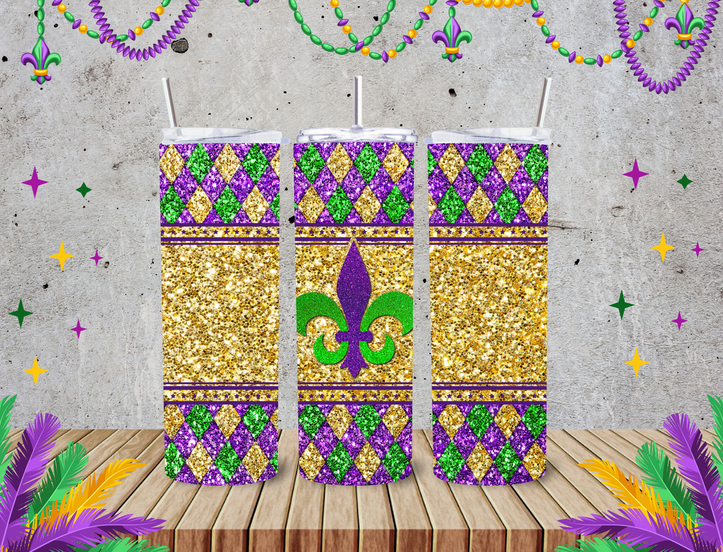 Mardi Gras 20z Tumblers