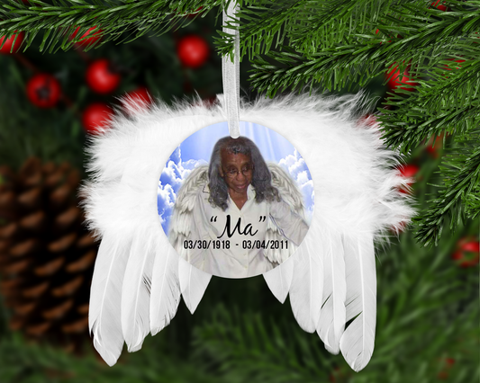 Round Feather Angel Wing Ornament