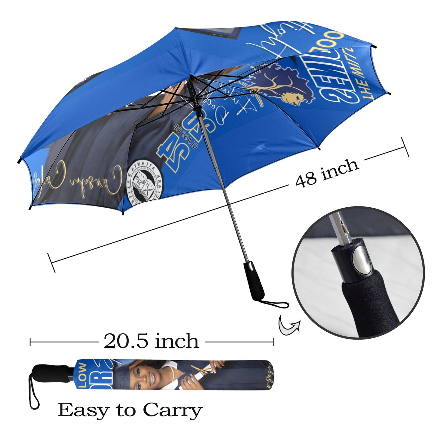 Graduation Semi-Automatic Foldable Umbrella