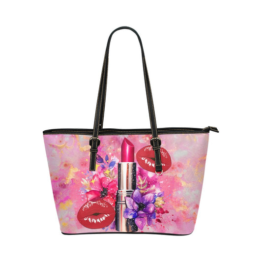 Lipstick and lips Purse Leather Tote Bag/Small